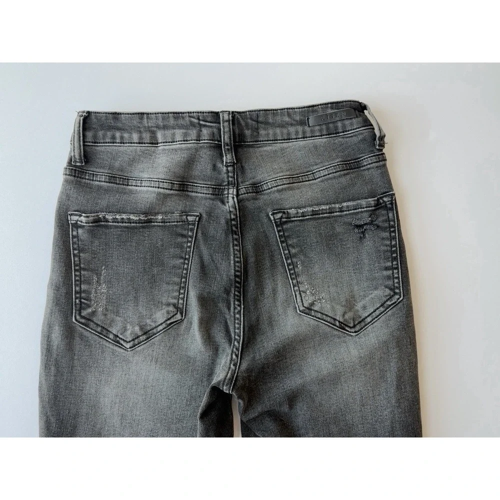 RISEN Jeans Women's 27/5 Gray Distressed Skinny Jeans Stretch Cropped